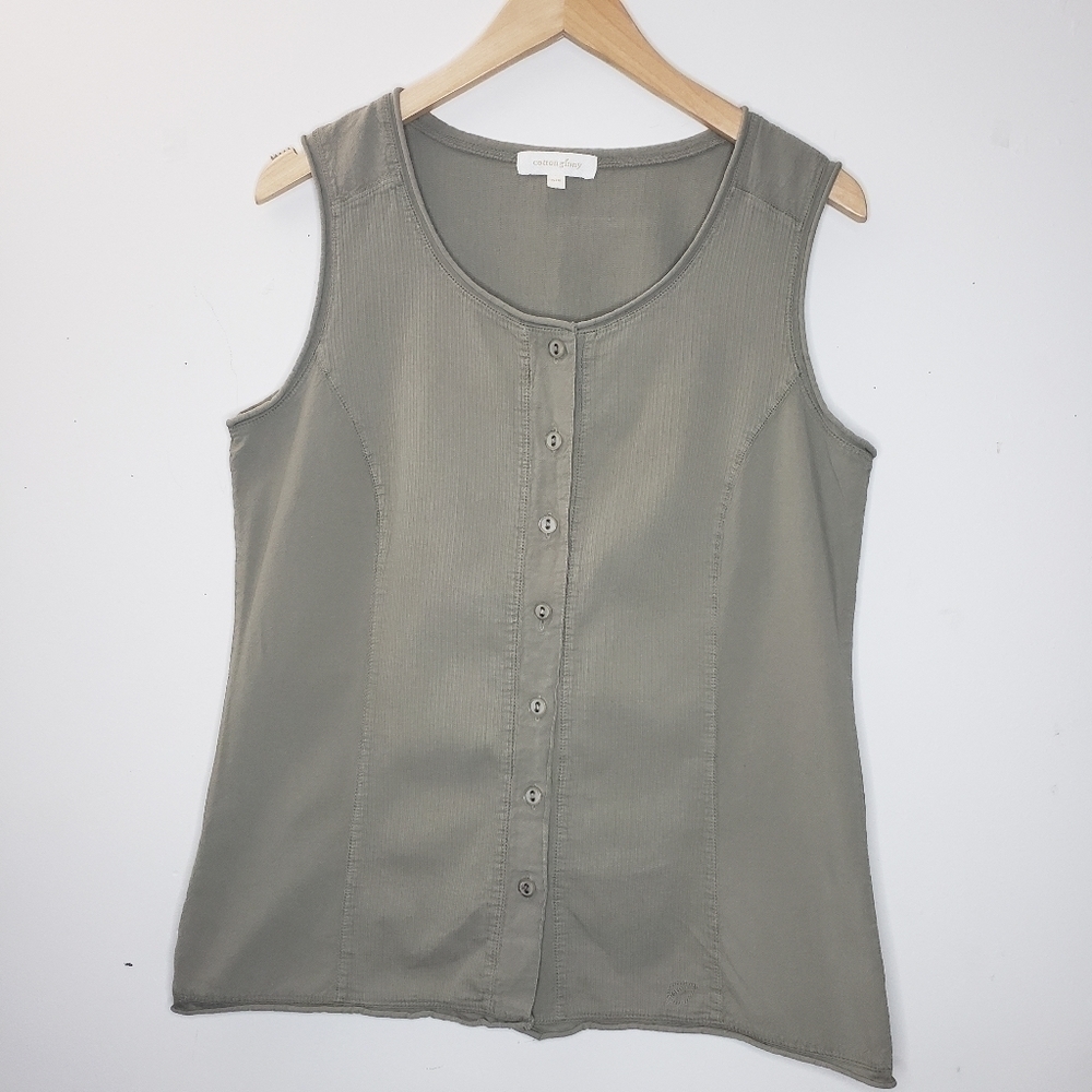 Cotton Ginny Button Down Sleeveless Top Size S